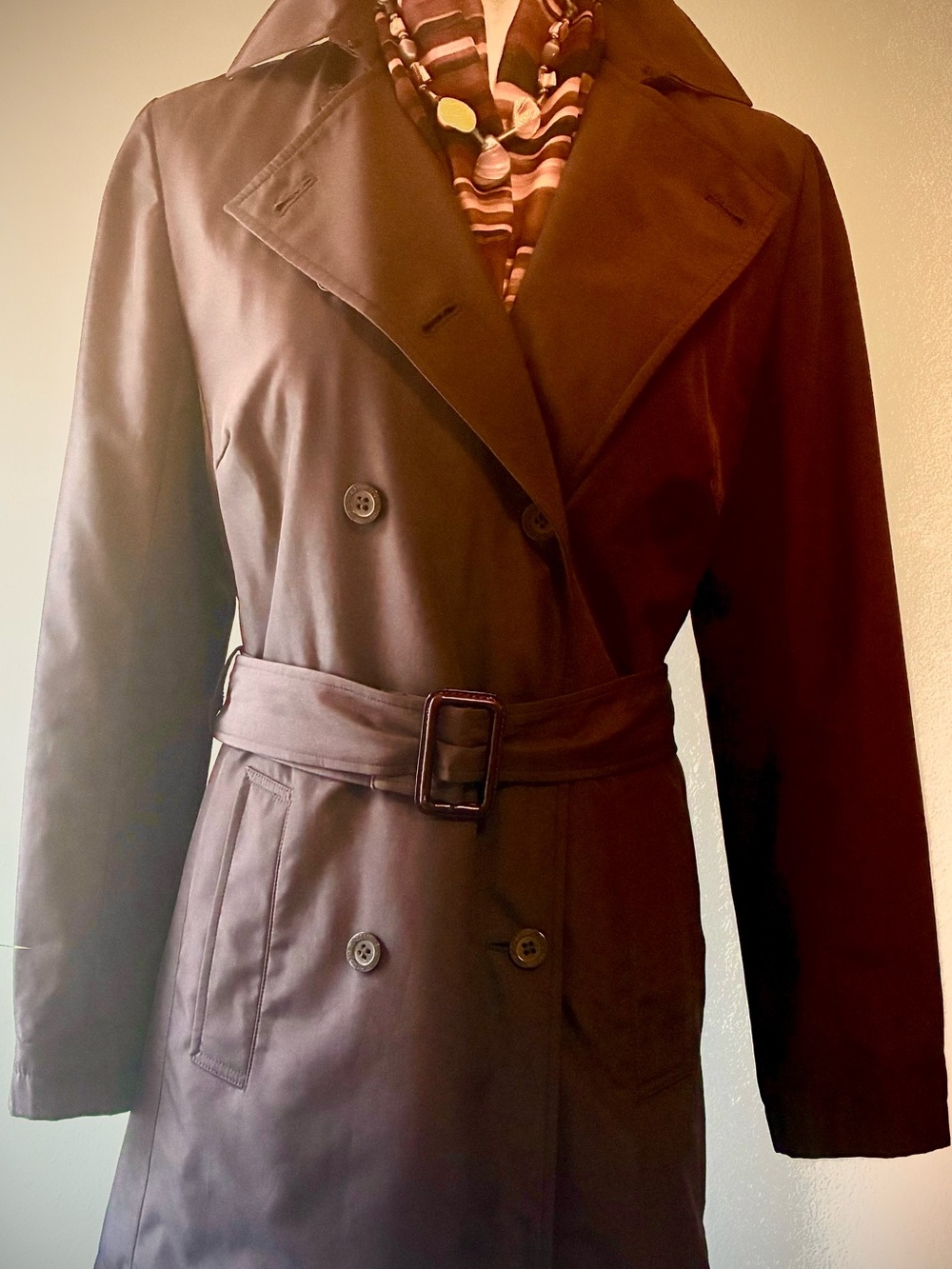 For Joseph Dark Brown Double-Breasted Trench Coat with Belt